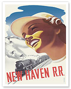 New Haven R.R. (The Consolidated) - New England Steam Train - c. 1940 - Fine Art Prints & Posters