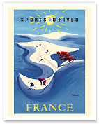 Winter Sports in France (Sports D’Hiver) - Skiing French Alps - c. 1948 - Fine Art Prints & Posters