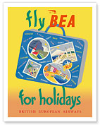 Fly BEA for Holidays - British European Airways - c. 1950's - Fine Art Prints & Posters