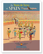 Spain - Bullfighting (Fiesta de Toros) - Iberia Air Lines of Spain - c. 1950's - Fine Art Prints & Posters