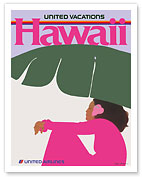Hawaii - Lady in Pink - United Air Lines - c. 1970's - Fine Art Prints & Posters