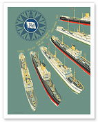 East Asiatic Company, Denmark - Passenger Service to Asia - c. 1950 - Fine Art Prints & Posters