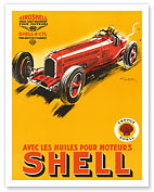 Shell Motor Oils - Aeroshell - Shell-A-Cyl - Racing Cars - c. 1934 - Fine Art Prints & Posters