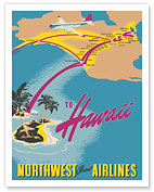 To Hawaii - Northwest Orient Airlines - c. 1930's - Giclée Art Prints & Posters