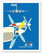 Turbo Prop IL-18 - Czechoslovak State Airlines CSA - c. 1965 - Fine Art Prints & Posters