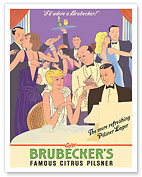 Enjoy Brubecker’s Famous Citrus Pilsner - c. 1930's - Giclée Art Prints & Posters