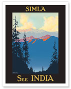 Simla - See India - Himalayas Mountains At Sunset - c. 1940's - Fine Art Prints & Posters