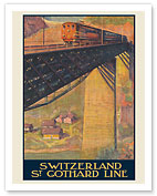 Switzerland - St. Gotthard Line - Matterhorn Gotthard Railway - c. 1924 - Fine Art Prints & Posters