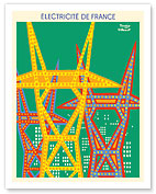 French Electricity (Électricité de France) - High Voltage Electric Towers - c. 1969 - Fine Art Prints & Posters