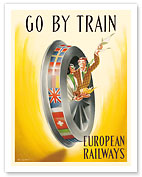 European Railways - Go By Train - c. 1953 - Fine Art Prints & Posters