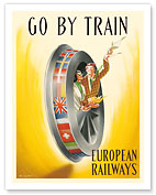 European Railways - Go By Train - c. 1953 - Fine Art Prints & Posters