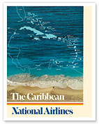 The Caribbean - National Airlines - c. 1970's - Giclée Art Prints & Posters