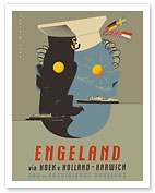 England to Harwich - Via Hoek van Holland - c. 1960 - Fine Art Prints & Posters