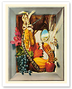 Autumn Bounty - Picture Frame of Winter Vegetables - c. 1953 - Giclée Art Prints & Posters