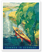 Summer in Germany - Kayaking - c. 1930's - Fine Art Prints & Posters