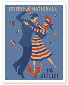 French National Lottery (Loterie Nationale) - July 14th - c. 1940's - Fine Art Prints & Posters