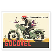 Socovel Motorcycles - The Moto Gives You Wings (La Moto Qui Donne Ailes) - c. 1940 - Fine Art Prints & Posters