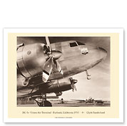 Douglas DC-3's - Union Air Terminal, Burbank, California 1935 - United Air Lines - Fine Art Prints & Posters