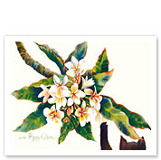 Boo And Plumeria (Pua Melia) - Hawaiian Black Cat ('ele'ele Popoki) - Giclée Art Prints & Posters