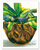 Boo In Bowl - Hawaiian Black Cat ('ele'ele Popoki) in Koa Wood Bowl - Giclée Art Prints & Posters