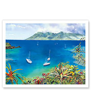 Dream Reef - Hawaiian Islands - Sailboats Anchored in Peaceful Honolua Bay - Fine Art Prints & Posters