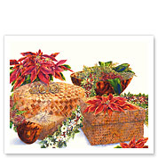 Gifts Of The Season - Hawaiian Poinsettias - Lauhala Baskets - Fine Art Prints & Posters