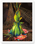 He Makana I'a (A Gift of Fish) - Hawaiian Ti Leaf Offering (Ho'okupu) - Fine Art Prints & Posters