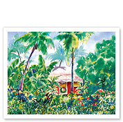 Holiday Hale (House) - Hawaiian Jungle Shack at Christmas Time - Fine Art Prints & Posters