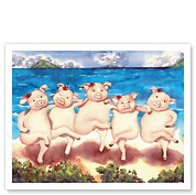 Hoofin It - Dancing Hawaiian Pigs (Pua'a) - Giclée Art Prints & Posters