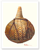 Hue Wai Pawehe - Hawaiian Decorated Water Gourd (Ipu) - Fine Art Prints & Posters