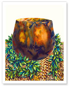 Island Heirlooms - Hawaiian Koa Wood Bowl, Lauhala Mat, Ti Leaf Lei - Fine Art Prints & Posters