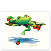 Launch Pad - Hawaiian Frog (Poloka) with Ukulele - Giclée Art Prints & Posters