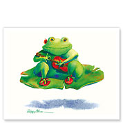 Lily Love - Hawaiian Frog (Poloka) with Ukulele - Giclée Art Prints & Posters