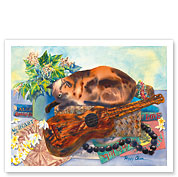 Mele Ho'oipoipo (Song of Love) - Hawaiian Cat (Popoki), Ukulele - Giclée Art Prints & Posters