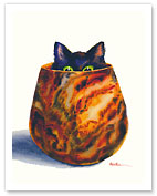 Peekaboo - Hawaiian Black Cat ('ele'ele Popoki) - Koa Wood Bowl - Fine Art Prints & Posters