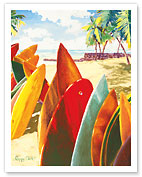 Surfboards - Hawaiian Stacked Surfboards (Papa He'e Nalu) - Fine Art Prints & Posters