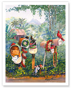 To Santa - Hawaiian Christmas (Mele Kalikimaka) Letters in Mailbox - Fine Art Prints & Posters