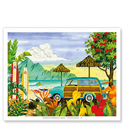 Woody - Surfer's Paradise Hawaii - Hawaiian Beach - Fine Art Prints & Posters