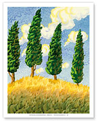 Touch the Sky - Tuscany Italy - Italian Cypress Trees - Fine Art Prints & Posters