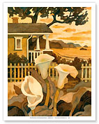 Craftsman Cottage By the Sea - Calla Lilies - Fine Art Prints & Posters