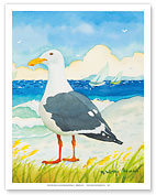 Seagull - Seaside Beach Ocean View - Fine Art Prints & Posters