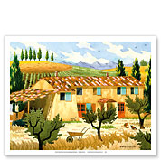 Tuscan Farm Yard - Tuscany Italy - Italian Vineyards, Cypress Trees - Fine Art Prints & Posters