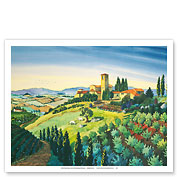 Tuscan Air - Tuscany Italy - Italian Villa, Vineyards, Cypress Trees - Fine Art Prints & Posters