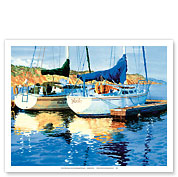 Reflections on the Gold Coast - Two Sailboats at Pier - La Jolla, California - Fine Art Prints & Posters