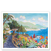 Laguna Beach Gazebo and Flowers - Heisler Park, California - Seaside Beach Ocean View - Fine Art Prints & Posters