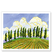 Cypress in the Clouds - Tuscany Italy - Italian Vineyards - Fine Art Prints & Posters