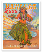 Hawaiian Luau - Hula Dance, Exotic Drinks, Pupus - Hawaii Hula Dancer - Fine Art Prints & Posters