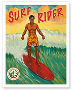 Surf Rider - Hawaii Surfer - Duke Kahanamoku in Waikiki - Fine Art Prints & Posters