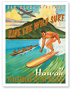 Ride the Wild Surf in Hawaii - Playground of the Pacific - Fly Aloha Airlines - Fine Art Prints & Posters