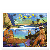 Travel (Holo Holo) to Hawaii's Outer Islands - Ancient Hawaii Natives - Fine Art Prints & Posters